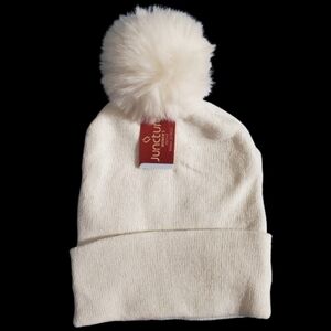 Juncture Cream Pom-Pom Beanie Hat